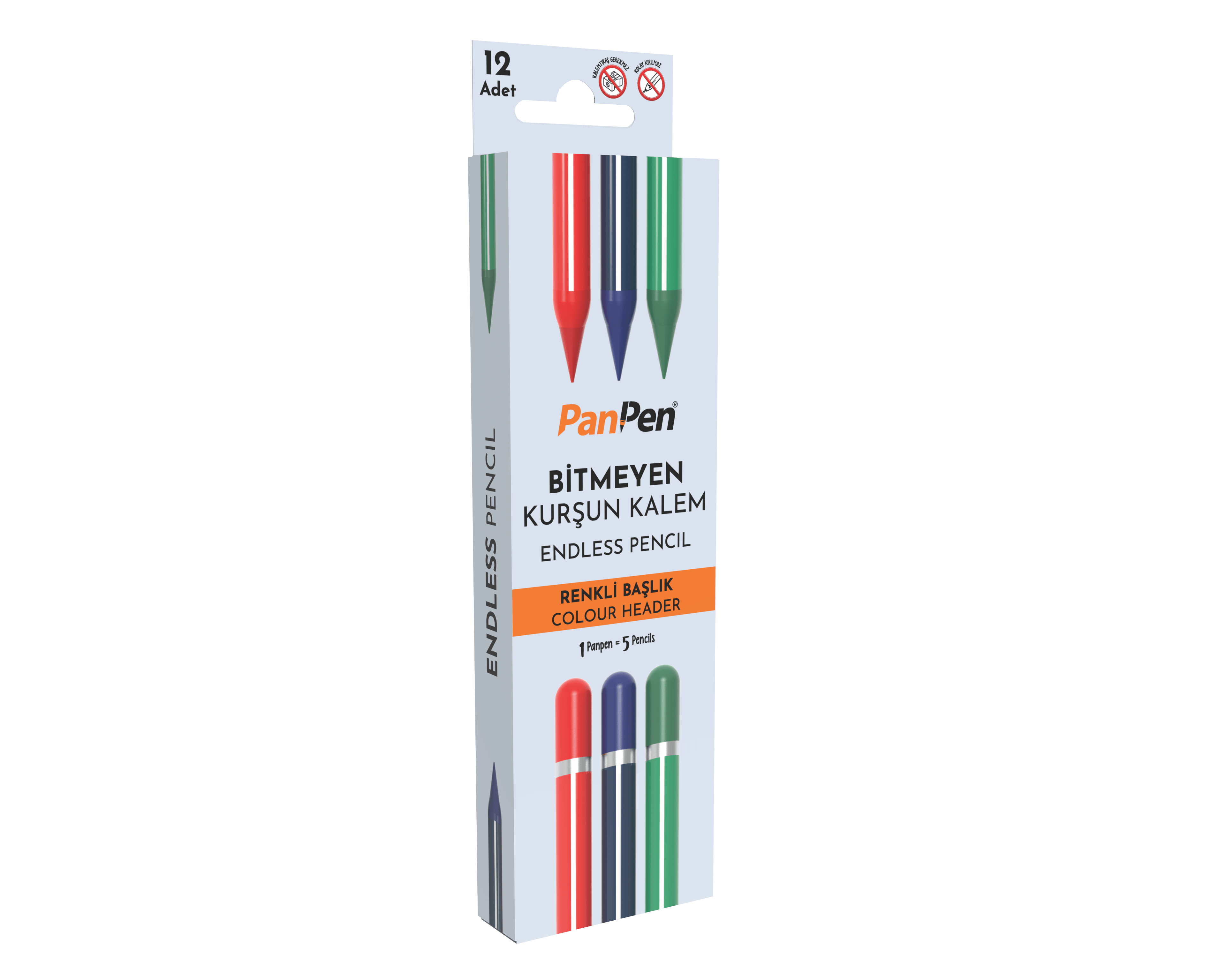 Renkli Başlık Bitmeyen Kurşun Kalem