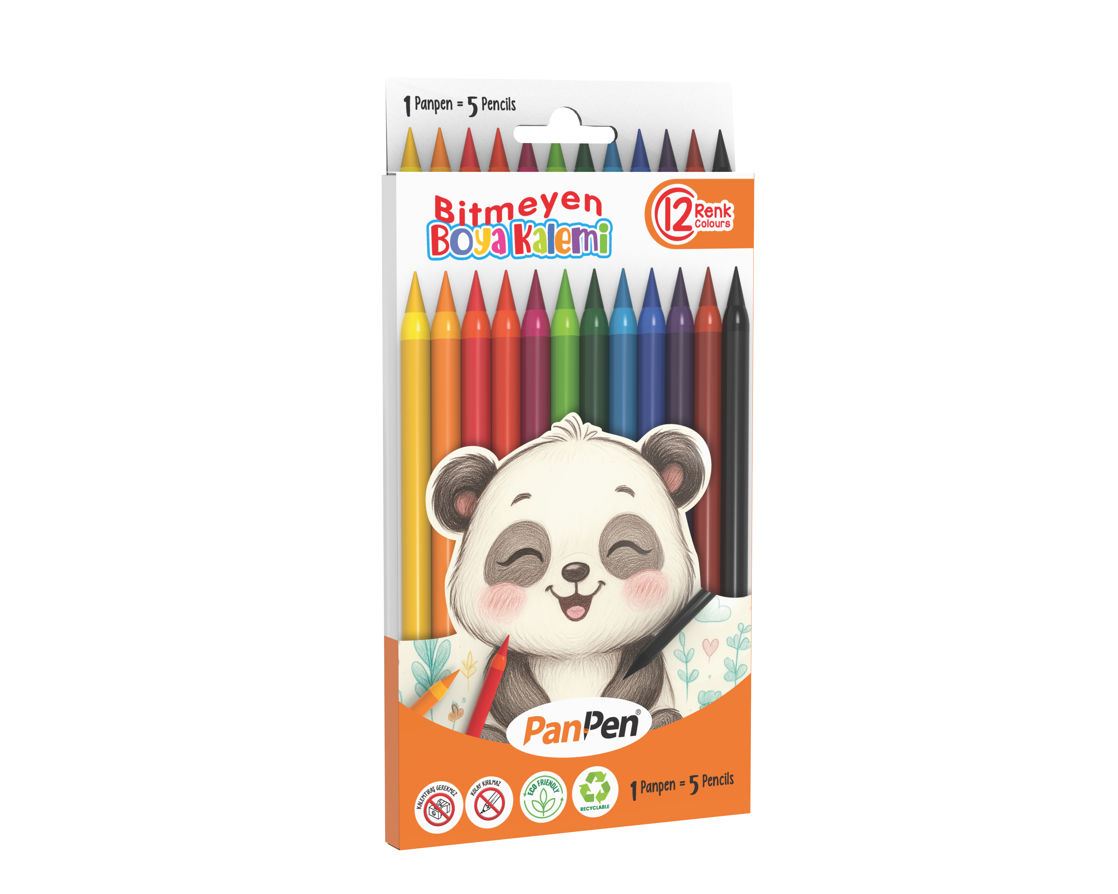 Bitmeyen Boya Kalemi 12 Renk