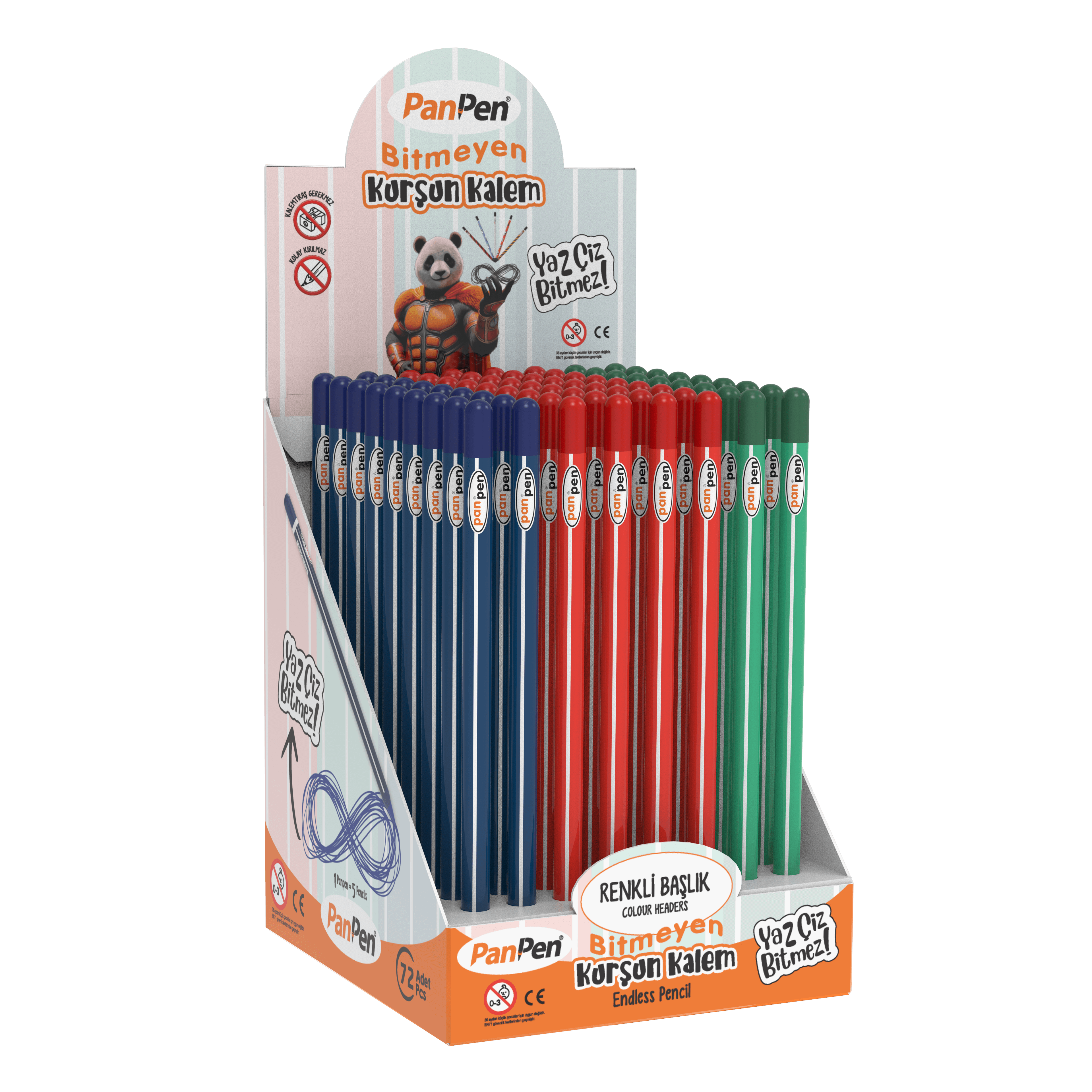 Renkli Başlık Bitmeyen Kurşun Kalem